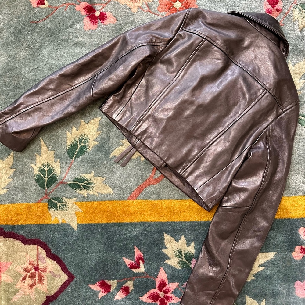 All Saints Black Leather Crop Biker Jacket - Picture 8 of 14